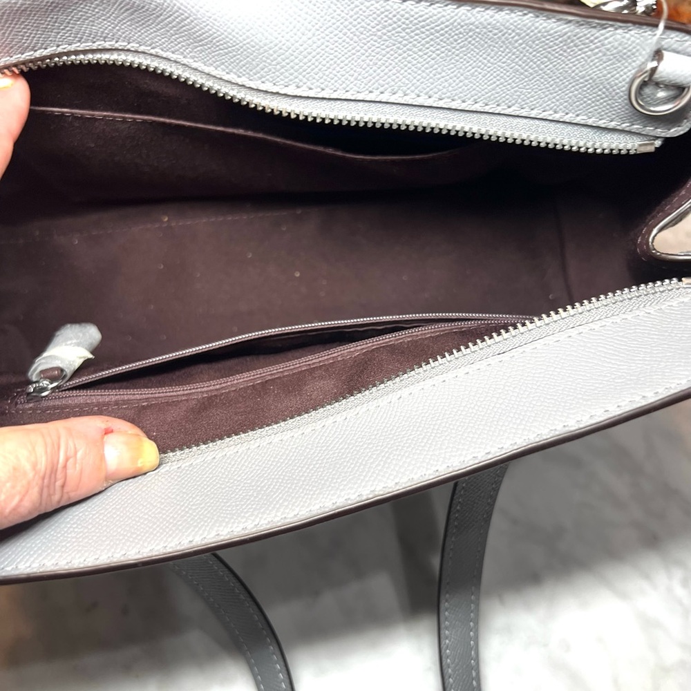 Dove Gray Saffiano Leather Coach Bag - Picture 5 of 6